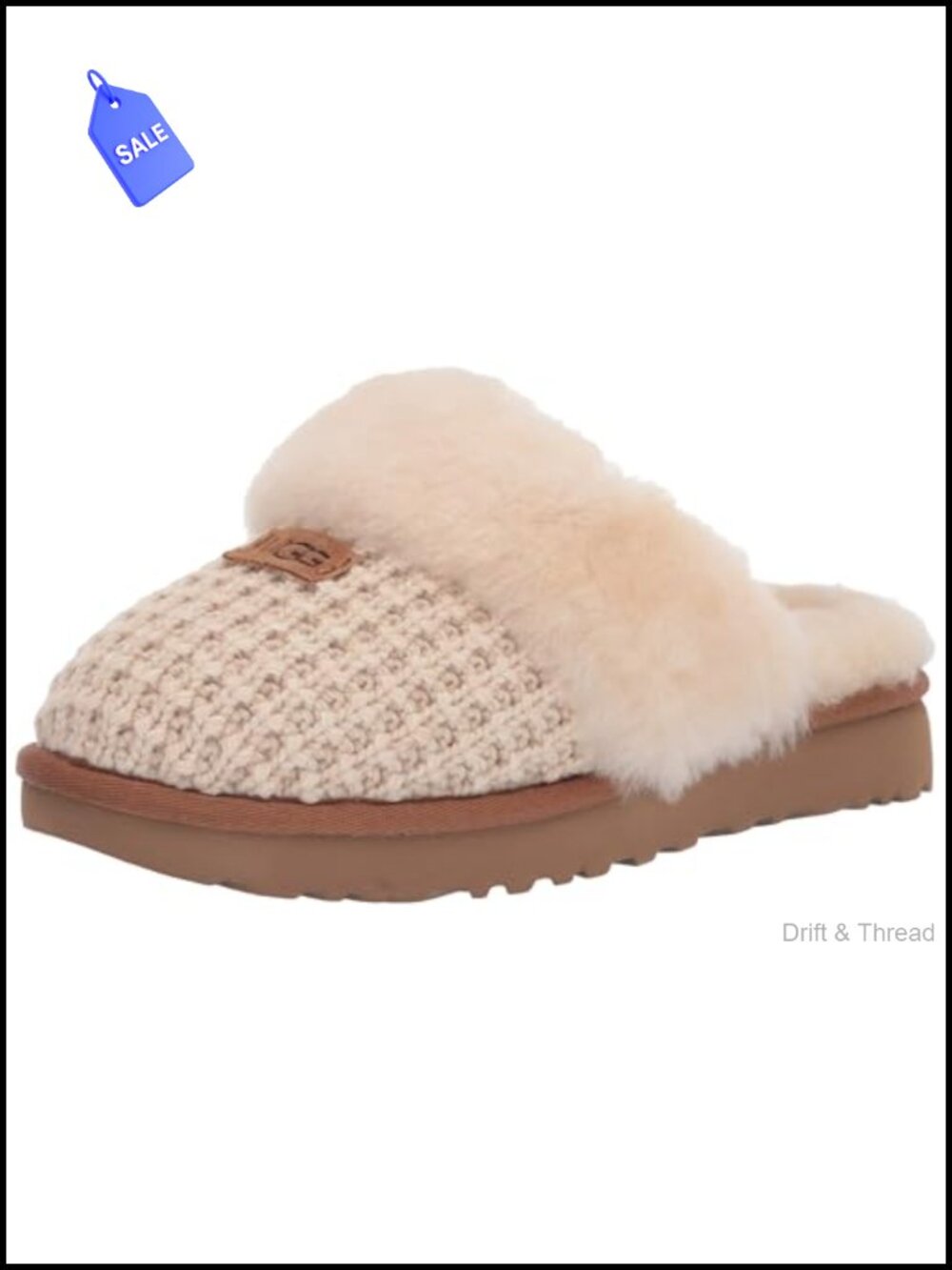 Women's Cozy Knit Slippers with Sheepskin Lining & Collar